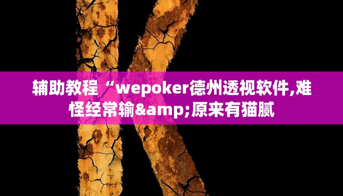 辅助教程“wepoker德州透视软件,难怪经常输&原来有猫腻