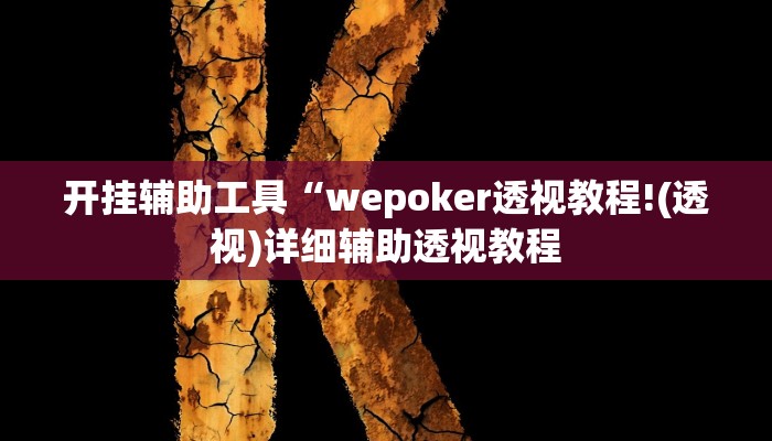 开挂辅助工具“wepoker透视教程!(透视)详细辅助透视教程