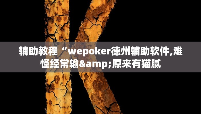 辅助教程“wepoker德州辅助软件,难怪经常输&原来有猫腻