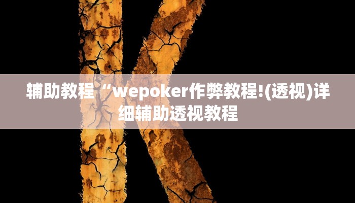 辅助神器“wepoker辅助作弊透视方法”开挂详细教程