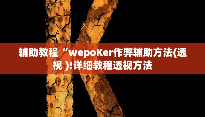 辅助教程“wepoKer作弊辅助方法(透视 )!详细教程透视方法