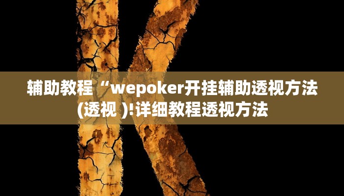 辅助教程“wepoker开挂辅助透视方法(透视 )!详细教程透视方法
