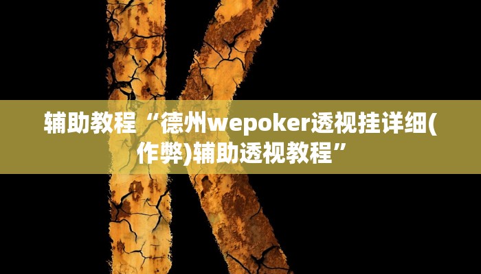 辅助教程“德州wepoker透视挂详细(作弊)辅助透视教程”