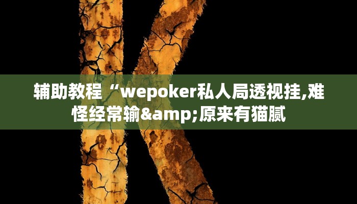 辅助教程“wepoker私人局透视挂,难怪经常输&原来有猫腻