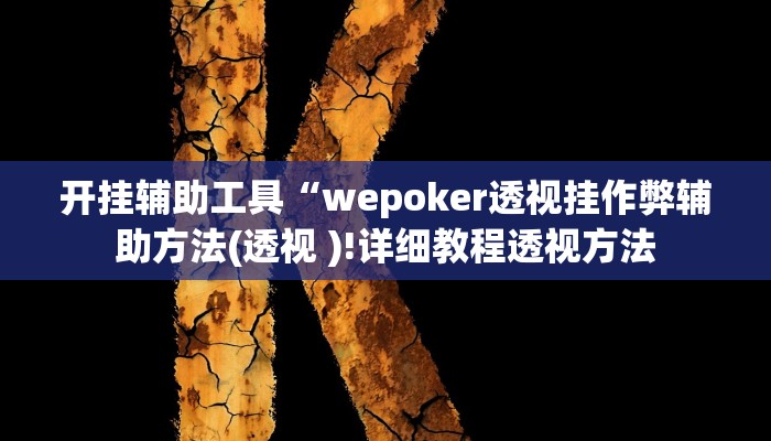 开挂辅助工具“wepoker透视挂作弊辅助方法(透视 )!详细教程透视方法