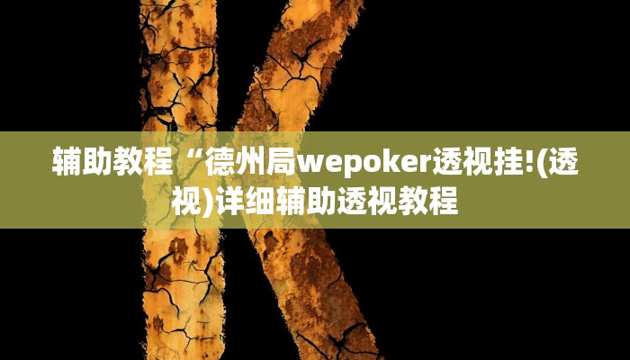 辅助教程“德州局wepoker透视挂!(透视)详细辅助透视教程