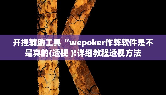 辅助教程“wepoker透视挂安装教程,难怪经常输&原来有猫腻