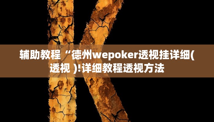 辅助教程“德州wepoker透视挂详细(透视 )!详细教程透视方法