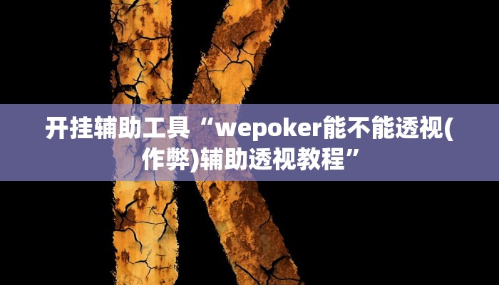 开挂辅助工具“wepoker能不能透视(作弊)辅助透视教程”