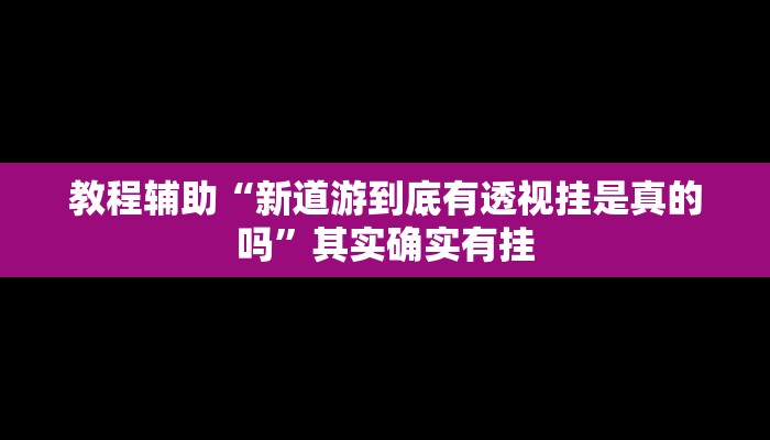 教程辅助“新道游到底有透视挂是真的吗”其实确实有挂
