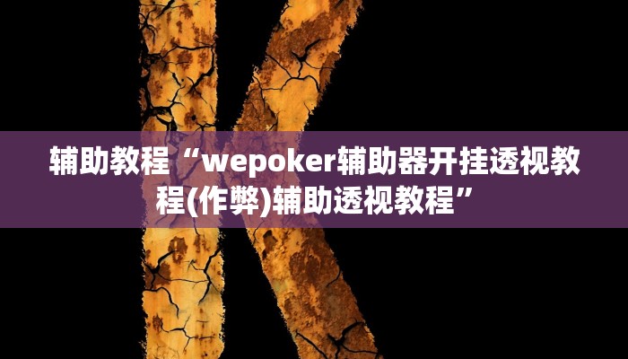 辅助教程“wepoker辅助器开挂透视教程(作弊)辅助透视教程”