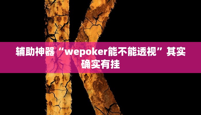辅助神器“wepoker能不能透视”其实确实有挂