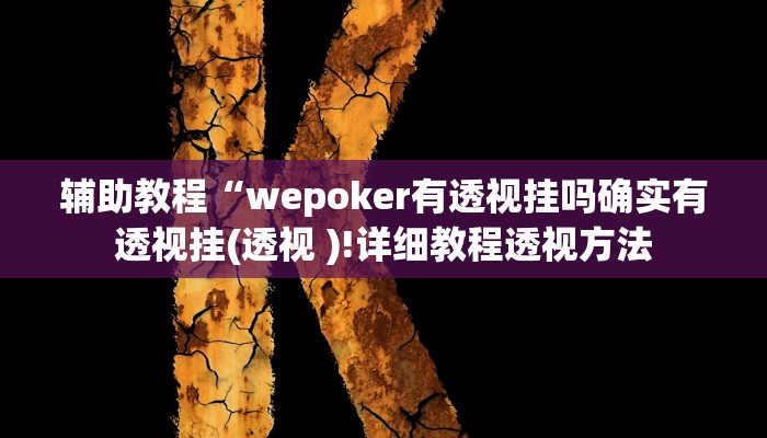 辅助教程“wepoker有透视挂吗确实有透视挂(透视 )!详细教程透视方法