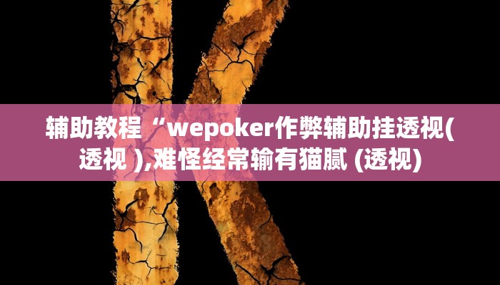 辅助教程“wepoker作弊辅助挂透视(透视 ),难怪经常输有猫腻 (透视)