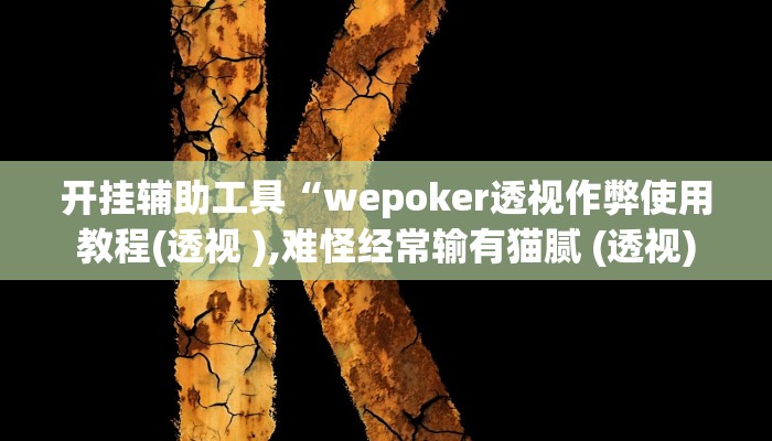 开挂辅助工具“wepoker透视作弊使用教程(透视 ),难怪经常输有猫腻 (透视)