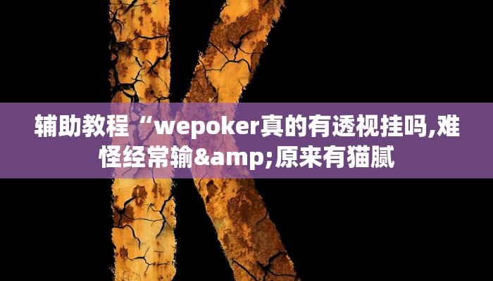 辅助教程“wepoker真的有透视挂吗,难怪经常输&原来有猫腻