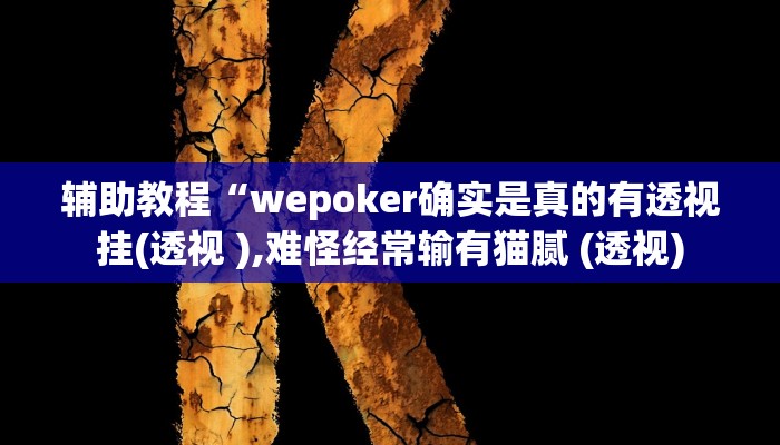 辅助教程“wepoker确实是真的有透视挂(透视 ),难怪经常输有猫腻 (透视)