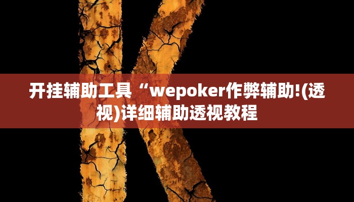 开挂辅助工具“wepoker作弊辅助!(透视)详细辅助透视教程