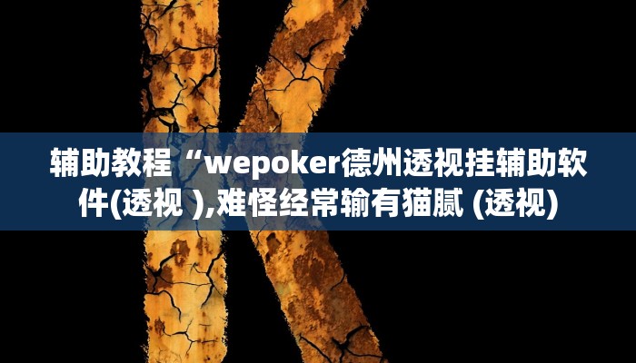 辅助教程“wepoker德州透视挂辅助软件(透视 ),难怪经常输有猫腻 (透视)