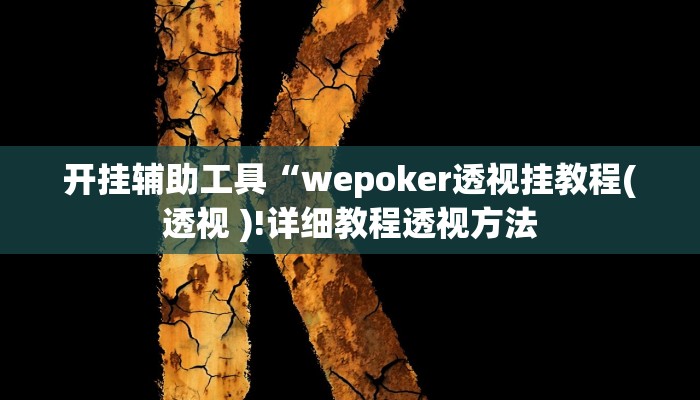 开挂辅助工具“wepoker透视挂教程(透视 )!详细教程透视方法