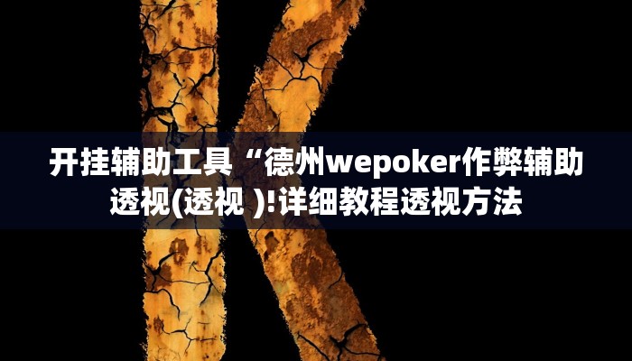 开挂辅助工具“德州wepoker作弊辅助透视(透视 )!详细教程透视方法