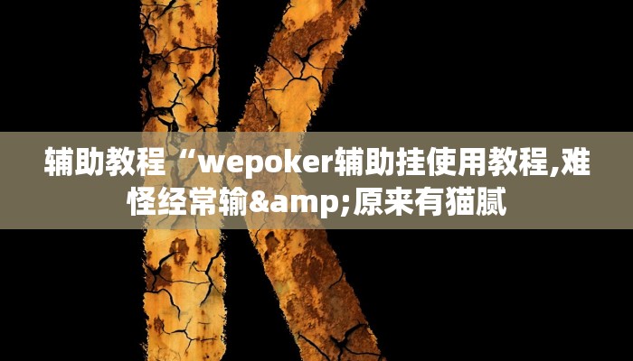 辅助教程“wepoker辅助挂使用教程,难怪经常输&原来有猫腻