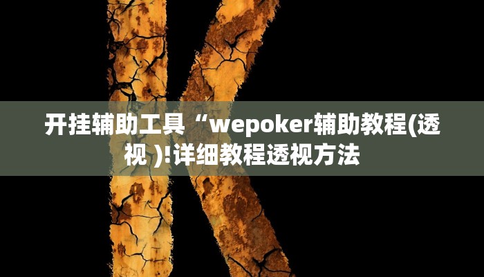 开挂辅助工具“wepoker辅助教程(透视 )!详细教程透视方法
