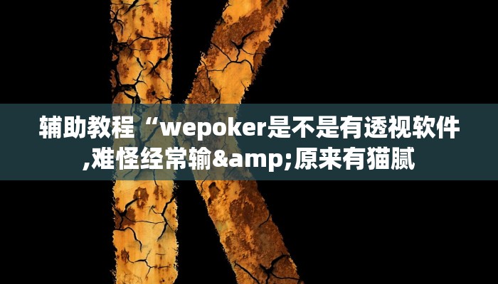 辅助教程“wepoker是不是有透视软件,难怪经常输&原来有猫腻