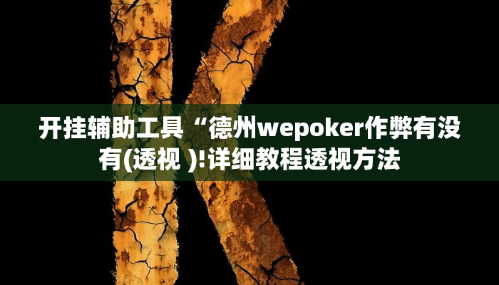 开挂辅助工具“德州wepoker作弊有没有(透视 )!详细教程透视方法