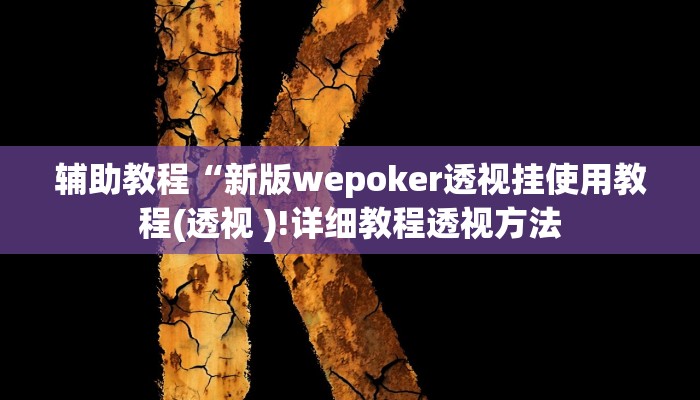 辅助教程“新版wepoker透视挂使用教程(透视 )!详细教程透视方法