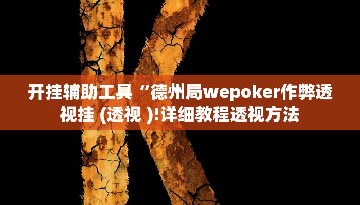 开挂辅助工具“德州局wepoker作弊透视挂 (透视 )!详细教程透视方法