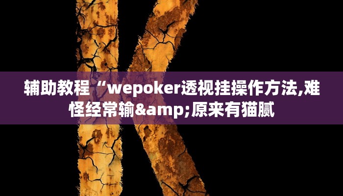 辅助教程“wepoker透视挂操作方法,难怪经常输&原来有猫腻