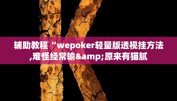 辅助教程“wepoker轻量版透视挂方法,难怪经常输&原来有猫腻
