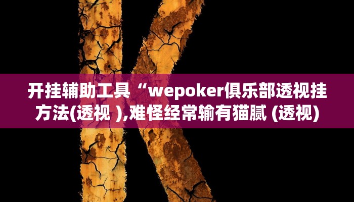 开挂辅助工具“wepoker俱乐部透视挂方法(透视 ),难怪经常输有猫腻 (透视)