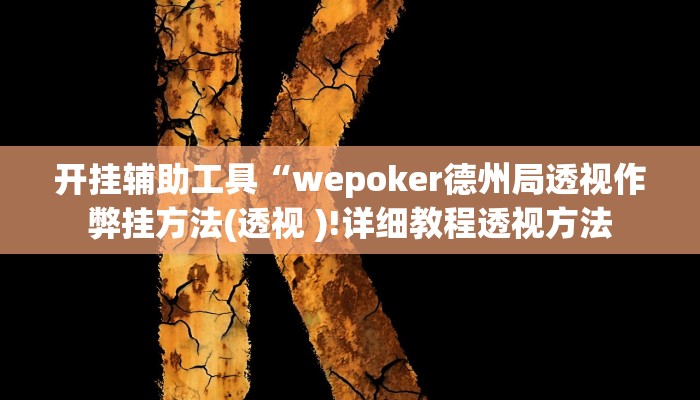 开挂辅助工具“wepoker德州局透视作弊挂方法(透视 )!详细教程透视方法