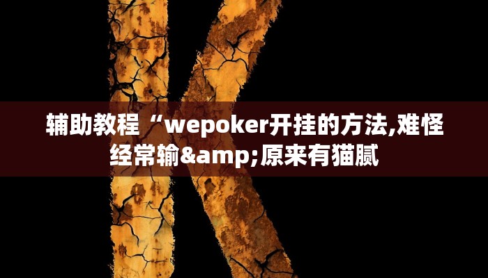 辅助教程“wepoker开挂的方法,难怪经常输&原来有猫腻