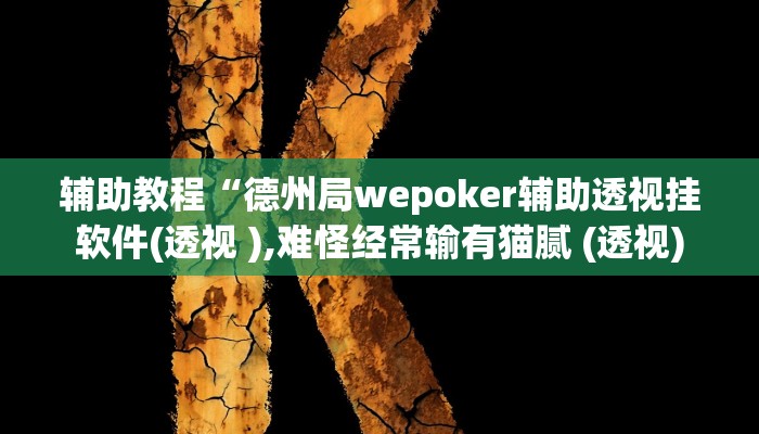 辅助教程“德州局wepoker辅助透视挂软件(透视 ),难怪经常输有猫腻 (透视)