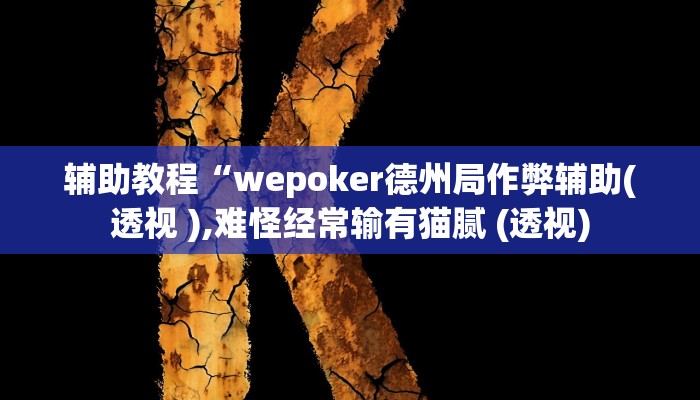 辅助教程“wepoker德州局作弊辅助(透视 ),难怪经常输有猫腻 (透视)