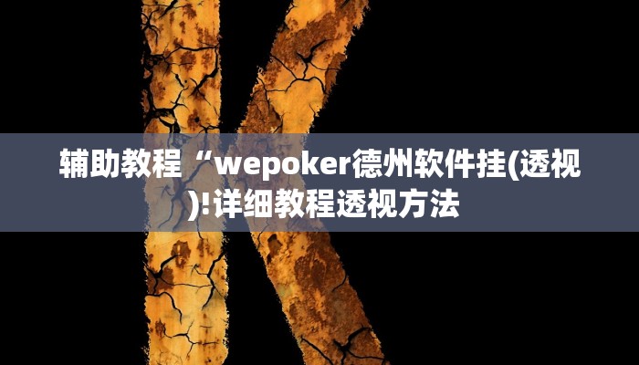 辅助教程“wepoker德州软件挂(透视 )!详细教程透视方法