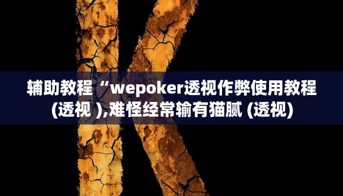 辅助教程“wepoker透视作弊使用教程(透视 ),难怪经常输有猫腻 (透视)
